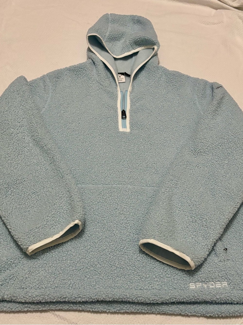 Spyder Women’s Light Blue Sherpa Half-Zip Hoodie Sweater